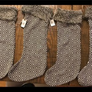 New Faux Fur Christmas Stockings. SET OF FOUR